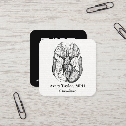 Vintage Anatomy QR Base of the Brain Square Business Card