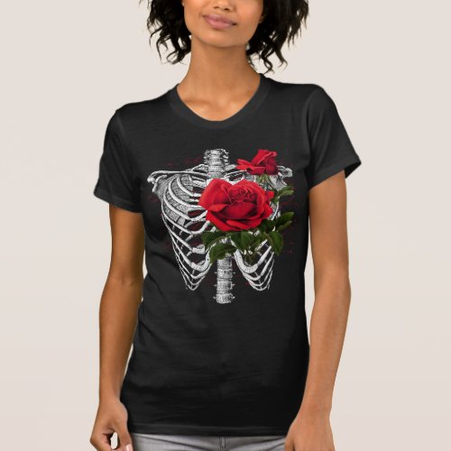 Vintage Anatomy  Ribs with Flowers T_Shirt