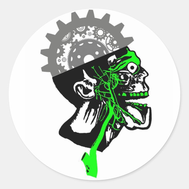 Vintage Anatomy - Steampunk Gears Skull Stickers (Front)