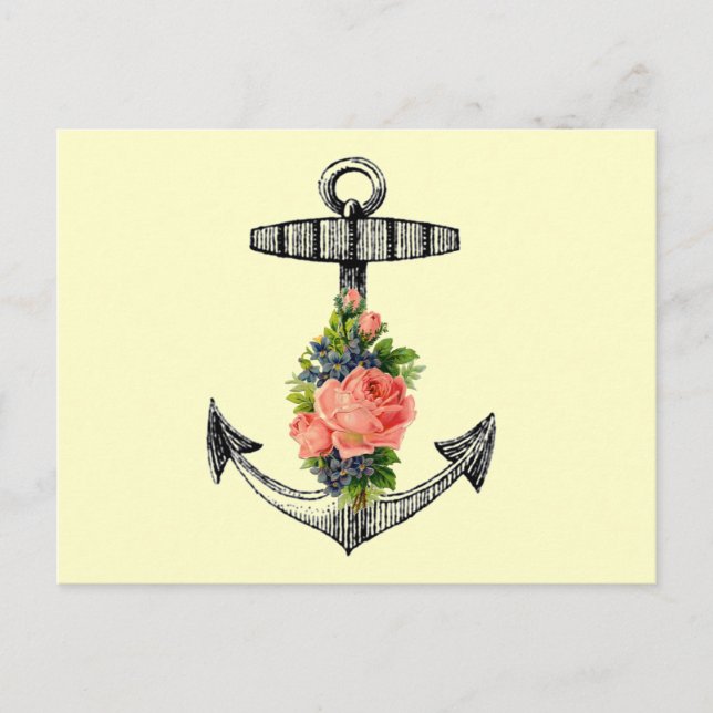 "Vintage Anchor and Roses" Postcard (Front)