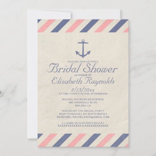 Vintage Anchor Bridal Shower Invitations