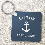 Vintage Anchor Captain Add Name or Boat Name Blue Keychain<br><div class="desc">Nautical Vintage Anchor Captain Add Name Boat Name or custom Text Keychain.</div>