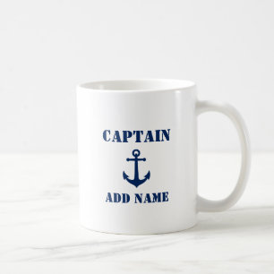 Vintage Anchor Captain Add Name or Boat Name Coffee Mug