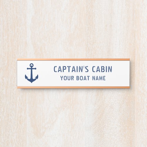 Vintage Anchor Captains Cabin Your Boat Name Gold Door Sign