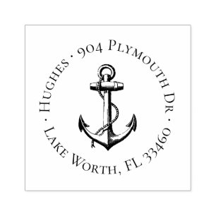 Vintage Anchor Circle Address Stamp
