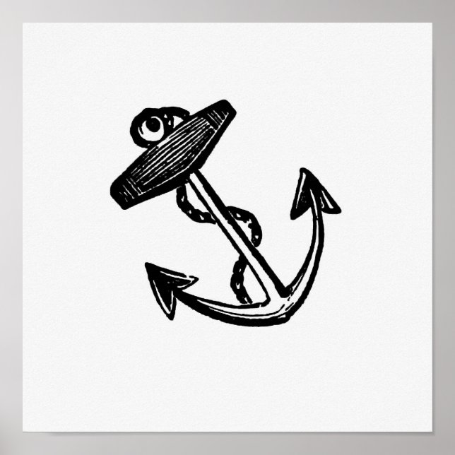 Vintage Anchor Illustration Poster (Front)