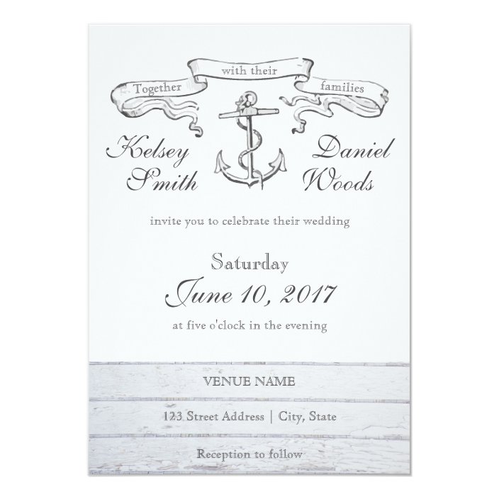 Vintage Anchor Nautical Wedding Invitation Zazzle Com