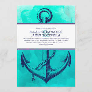 Vintage Anchor Nautical Wedding Invitations