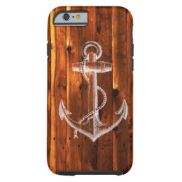 Vintage Anchor on Dark Wood Boards Tough iPhone 6 Case
