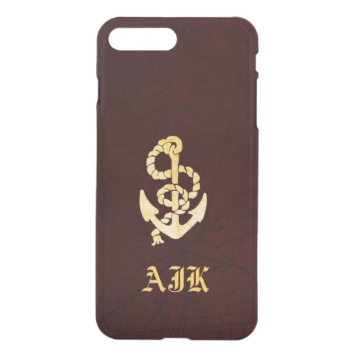 Vintage Anchor on Faux Scratched Leather Nautical iPhone 8 Plus7 Plus Case