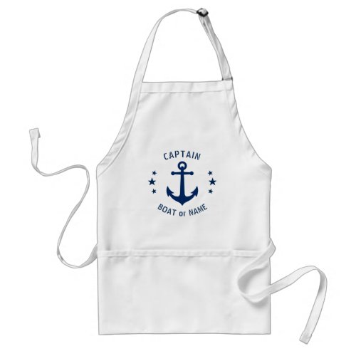 Vintage Anchor  Stars Captain or Boat Name Navy Adult Apron