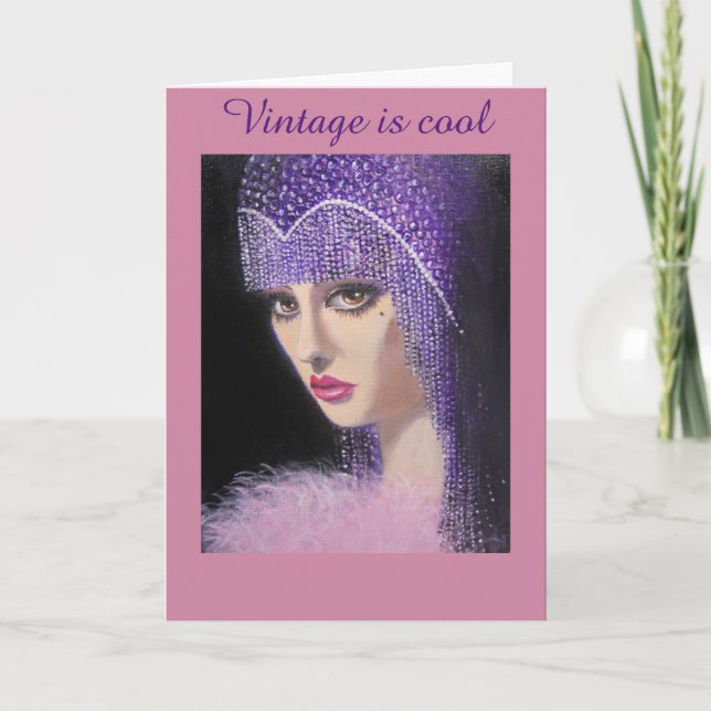 Vintage and Cool Lady, Birthday Card (Front)