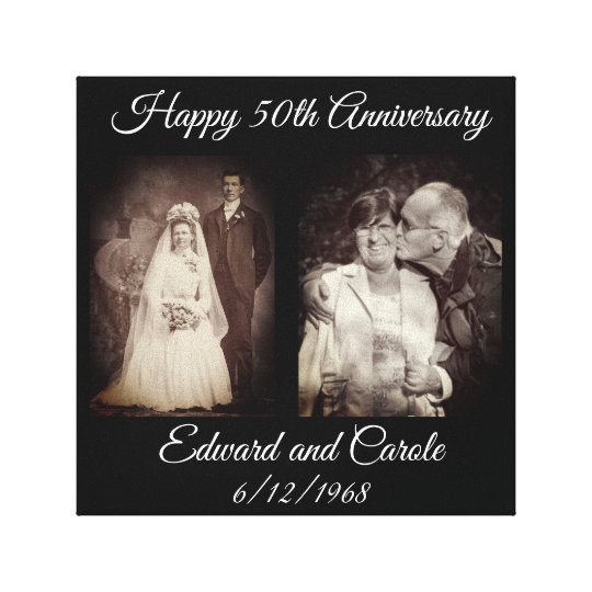 Vintage And Modern Wedding Photo 50th Anniversary Canvas Print