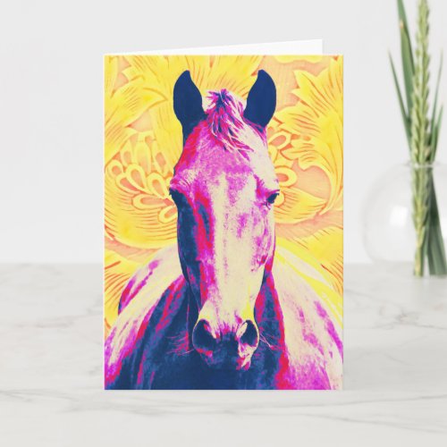 Vintage and Pop Art Pink Horse Art Note Card