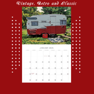 Vintage and Retro Campers Travel Adventures Calendar