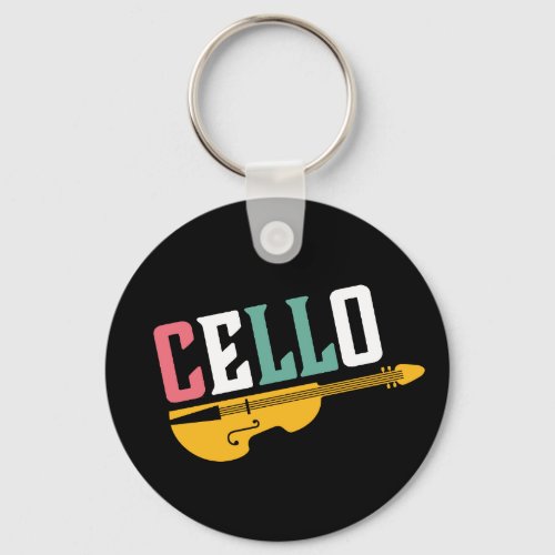 Vintage and Retro Cello Player Musician Keychain