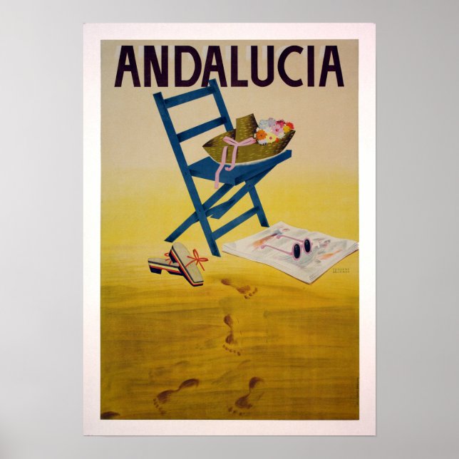 Vintage Andalucia Beach Travel Poster (Front)