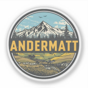 Vintage ANDERMATT ski Switzerland Swiss Alps gifts Sticker