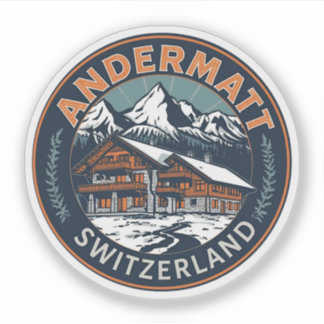 Vintage ANDERMATT ski Switzerland Swiss Alps gifts Sticker