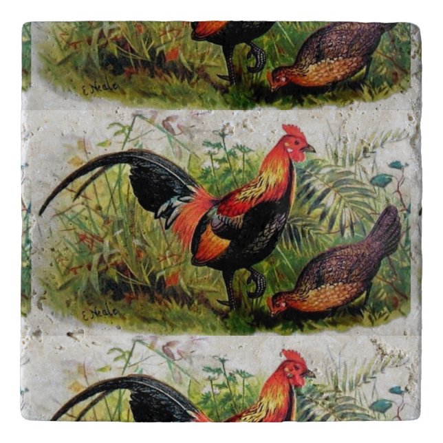 Vintage Andrew Neale Red Jungle Fowl Trivet (Front)