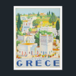 Vintage Andros, Greece, Travel Poster Postcard<br><div class="desc">This postcard is a reproduction of a vintage travel poster for the island of Andros in Greece.</div>