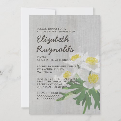 Vintage Anemone Bridal Shower Invitations