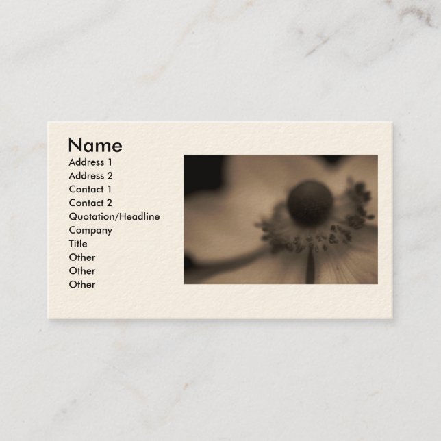 Vintage Anemone Business & Profile Cards (Front)