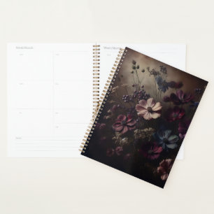Vintage Anemone Flower Bouquet Dark Botanical Art Planner