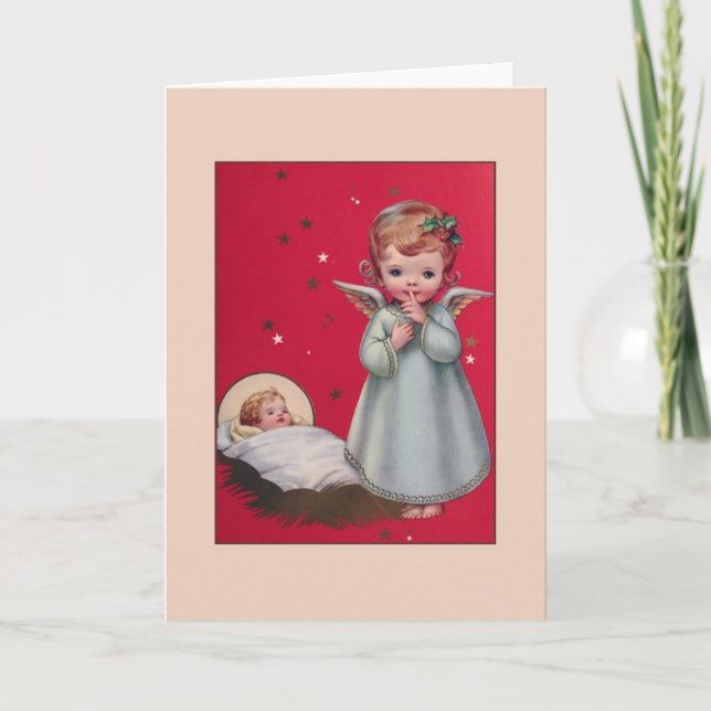 Vintage Angel and Baby Jesus Christmas Card (Front)