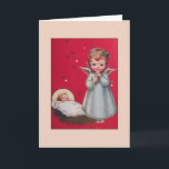 Vintage Angel and Baby Jesus Christmas Card<br><div class="desc">Retro / Vintage Christmas greeting card.  Beautiful little Angel watching over a sleeping Baby Jesus!  Adorable religious Christmas card!</div>