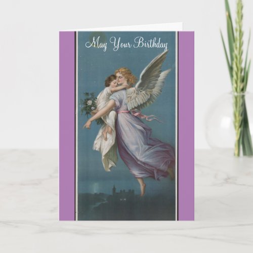 Vintage Angel And Child Birthday Card