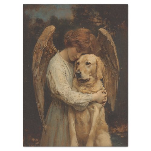 Vintage Angel and Labrador Dog Decoupage Tissue Paper