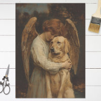 Vintage Angel and Labrador Dog Decoupage