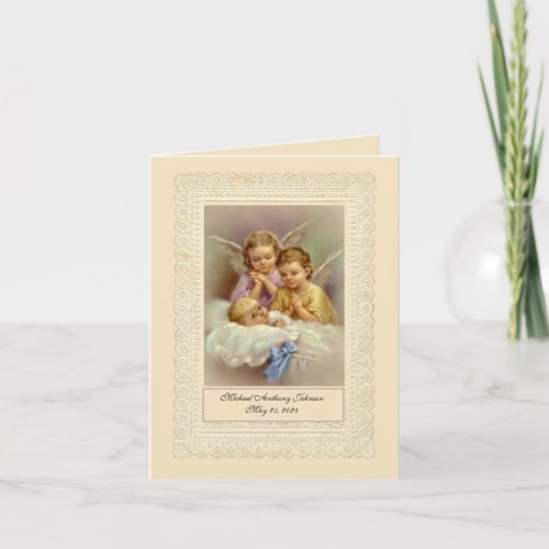 Vintage Angel Baptism Religious Lace Note Card
