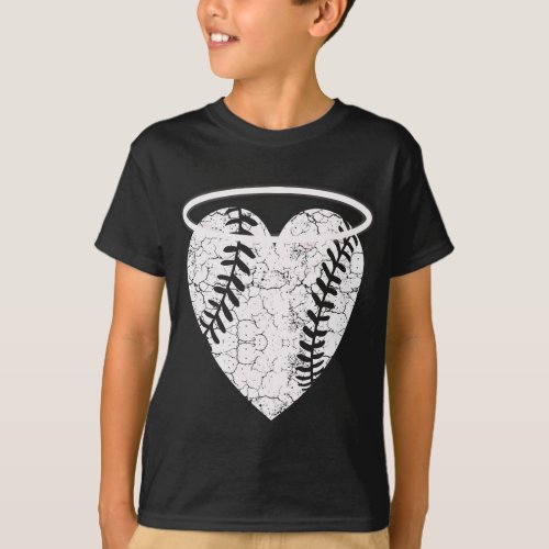 Vintage Angel Baseball Heart with Halo T_Shirt