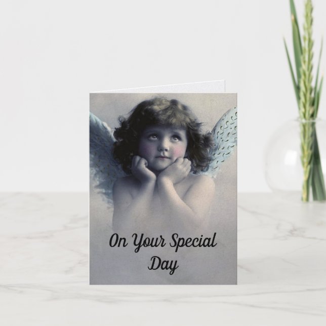 Vintage Angel Birthday Greeting Card (Front)