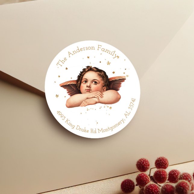 Vintage Angel Christmas Address Label (Creator Uploaded)