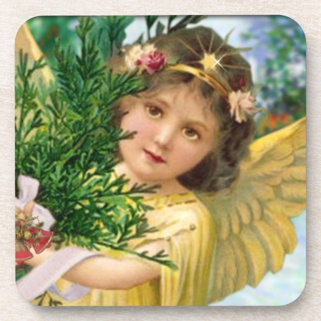 Vintage Angel Christmas Coaster Gift Set (Front)