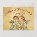 Vintage Angel Christmas Hungarian Greetings Holiday Postcard