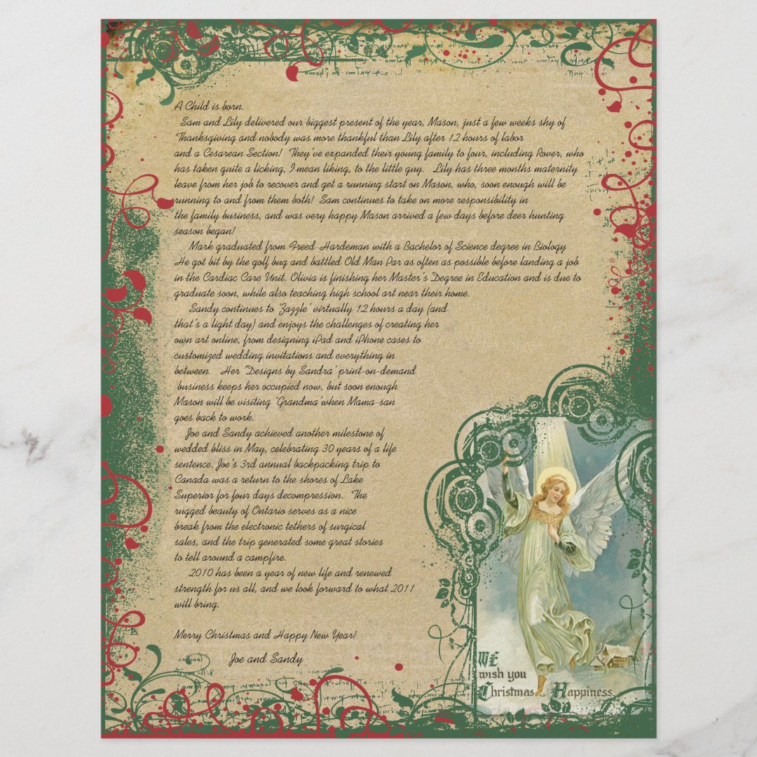 Vintage Angel Christmas Letter | Zazzle