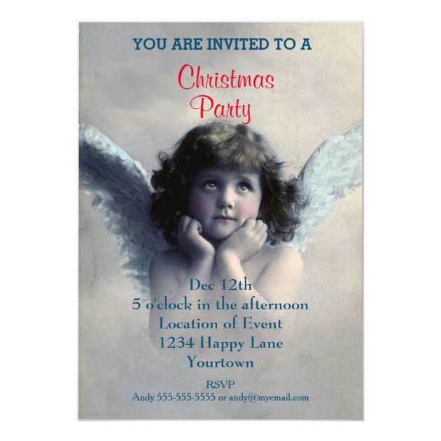 Vintage Angel Christmas Party Invitation