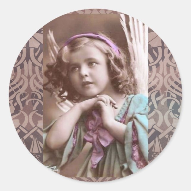 VIntage Angel Classic Round Sticker (Front)