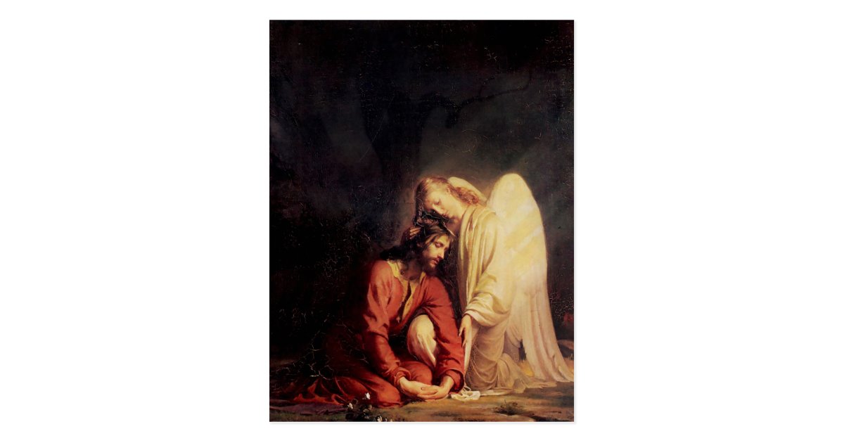 Vintage Angel Comforting Jesus Postcard Zazzle Com
