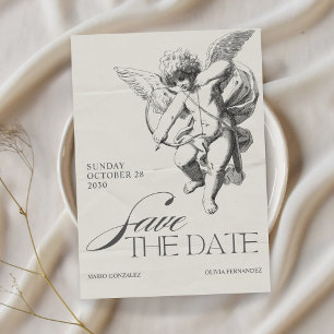 Vintage angel cupid wedding invitation