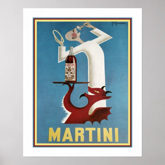 Vintage Alcohol poster reproduction. Martini