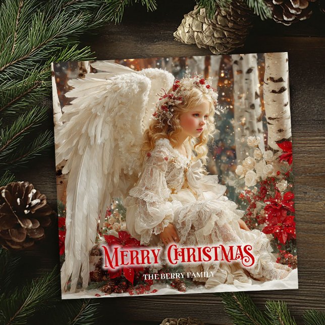 Vintage angel digital Christmas holiday greeting Card (Vintage angel digital Christmas holiday greeting)