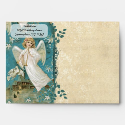 Vintage Angel Distressed Aged Damask Envelopes