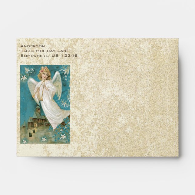 Vintage Angel Distressed Aged Damask Envelopes (Front)
