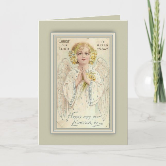 Vintage Angel Easter Greeting Holiday Card (Front)