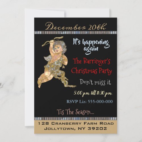 Vintage Angel Elegant Christmas Party Invitation